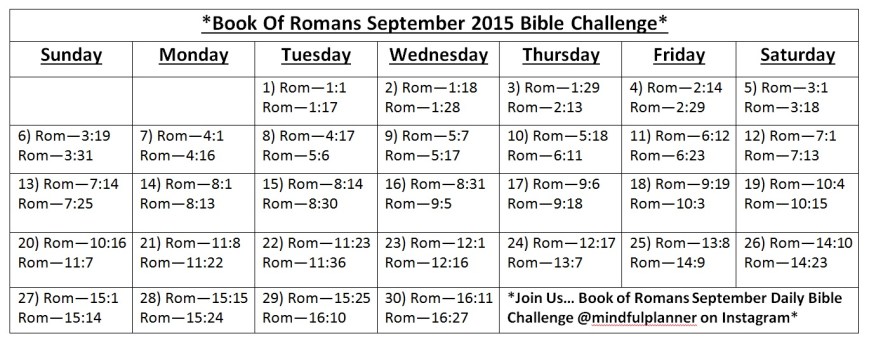 Book Of Romans September 2015 Bible Challenge